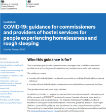 COVID-19: Guidance for commissioners and providers of hostel services for people experiencing homelessness and rough sleeping [Updated 7th August 2020]